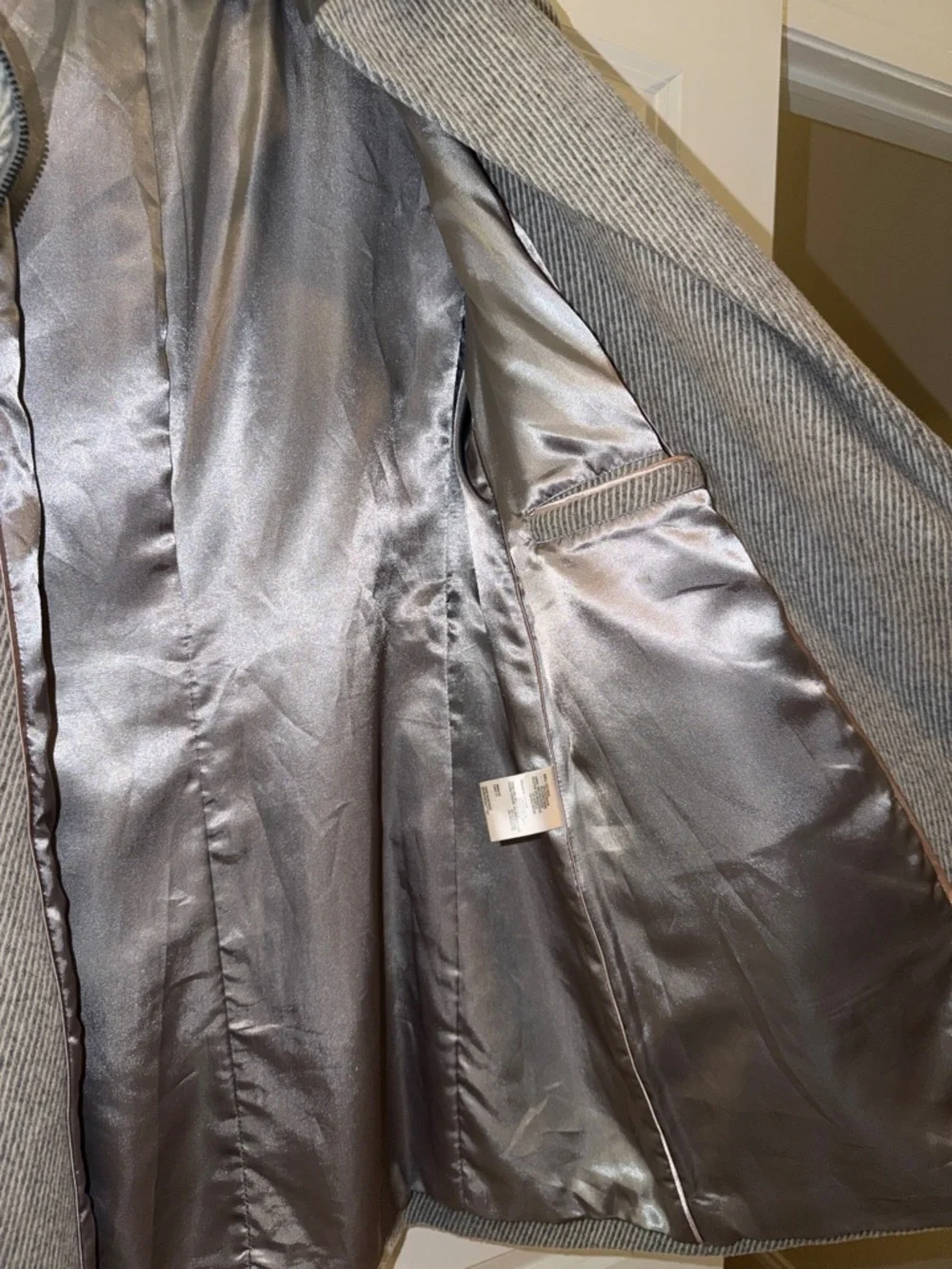 Calvin Klein Light Gray Hooded Wool-Blend Peacoat - Picture 5 of 8